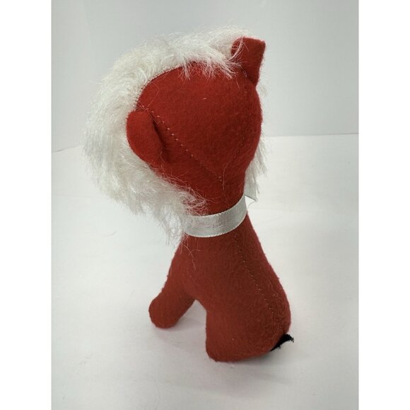 Vintage Felt Velvet Sawdust Stuffed Red Lion Made in Japan 7 Inch - Picture 5 of 7